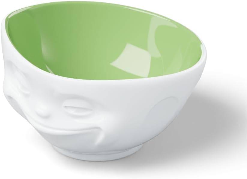 FIFTYEIGHT PRODUCTS / Tassen / Schale „Grinsend“ (Porzellan, 500ml, weiss, Innen Pistazie, Made in G