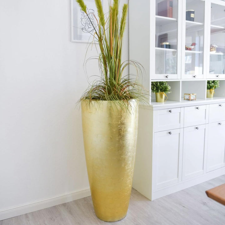 VIVANNO Pflanzkübel Pflanzgefäss Blumenkübel Fiberglas City Gold Hochglanz - 100x47 Gold Hochglanz 1