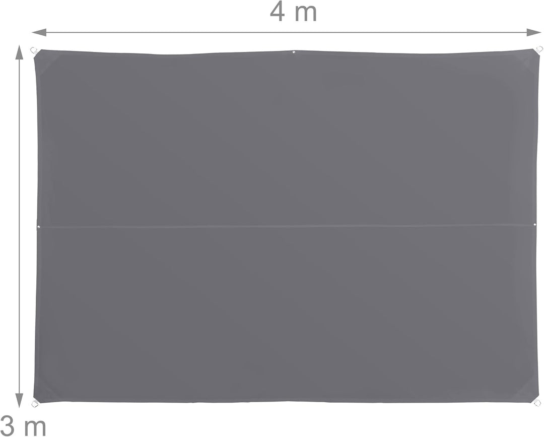 Relaxdays Sonnensegel rechteckig, wasserabweisend, UV-beständig, mit Spannseilen, Terrasse, Balkon,