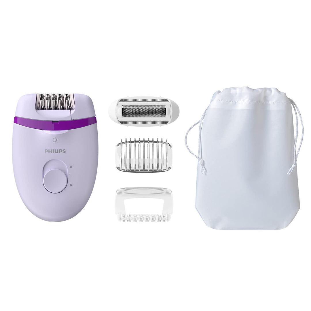 Philips Satinelle Essential Kompakter Epilierer mit Kabel und vier Zubehörteilen (Modell BRE275/30),