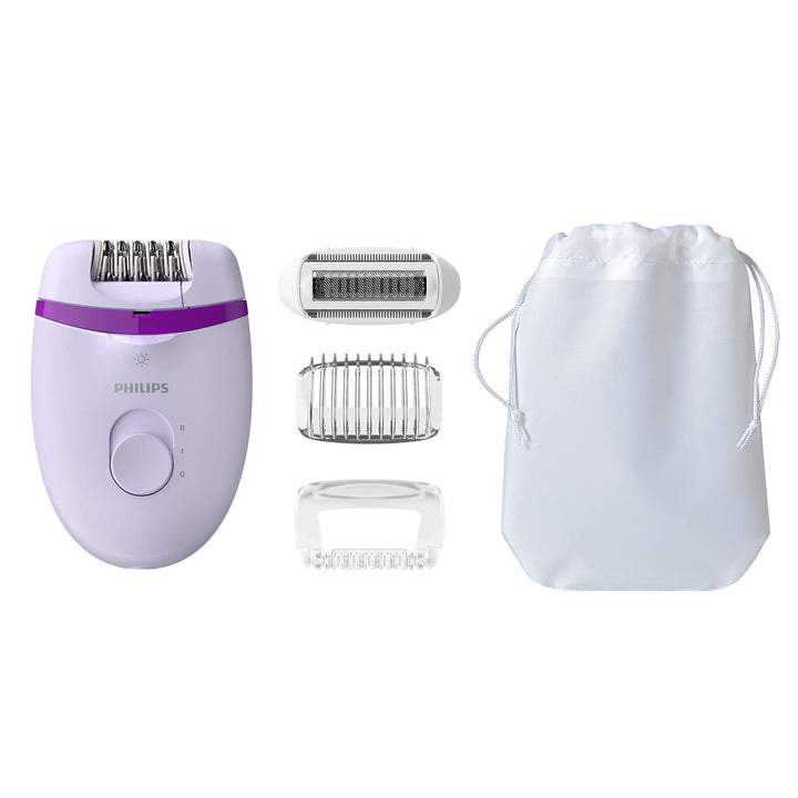 Philips Satinelle Essential Kompakter Epilierer mit Kabel und vier Zubehörteilen (Modell BRE275/30),
