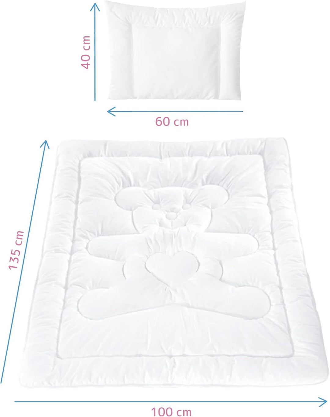 Baby Comfort Kleinkind Kinderbett Bettdecke &amp; Flachkissen Füllung Set 135x100 cm Ganzjahres-Design W