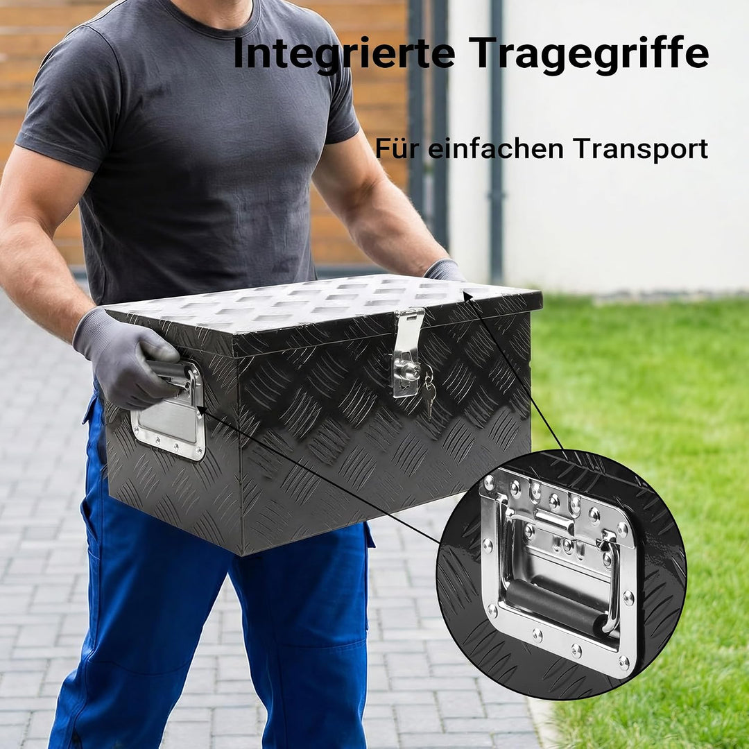 XPOtool Werkzeugbox Alu 50,8x30,5x24cm Schwarze Transportbox Werkzeugkiste inkl. Schlüssel 508 x 305
