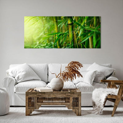 Wandbilder Dekoration Wohnzimmer Bambus Pflanze Panorama Bilder auf Leinwand 120x50cm Leinwandbild m