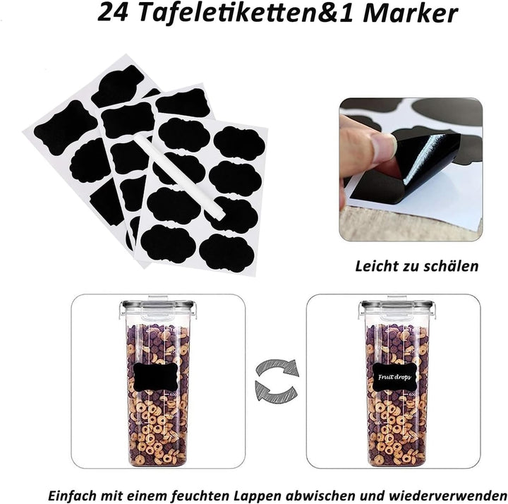 CALIYO Vorratsdosen Set 4L, 4er Vorratsdosen mit Deckel Luftdicht Lebensmittelbehälter mit Deckel, B