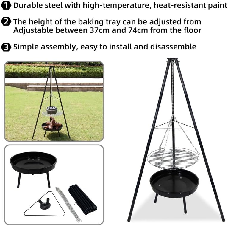 CCLIFE Schwenkgrill mit Grillrost drehbar rutschfester Grill multifunktionaler tragbarer Grill Schwe