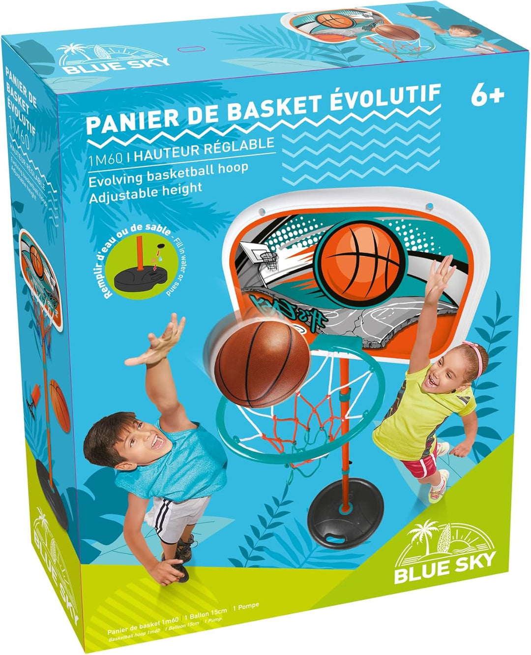 BLUE SKY - Basketballkorb mit Ball - Outdoor-Spiel - 042886 - Orange - Kunststoff - Kinder - Outdoor