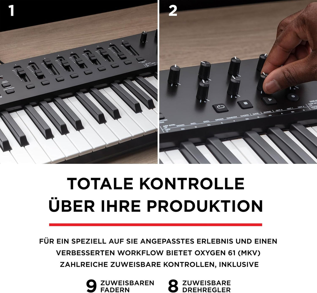 M-Audio Oxygen 61 V – 61-Tasten USB MIDI Keyboard Controller mit Beat Pads, Smart Chord &amp; Scale Modi