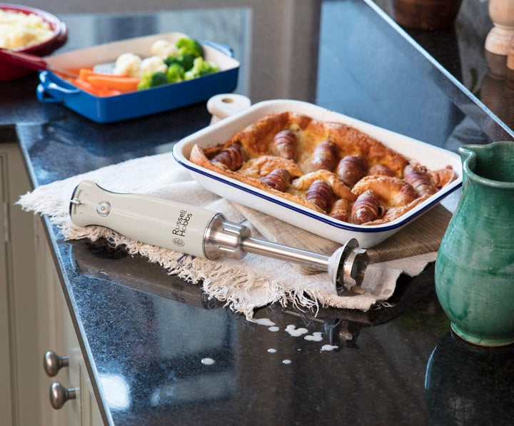 Russell Hobbs Stabmixer [Pürierstab] Retro Creme (Messbecher + Deckel, BPA-frei, spülmaschinenfest,