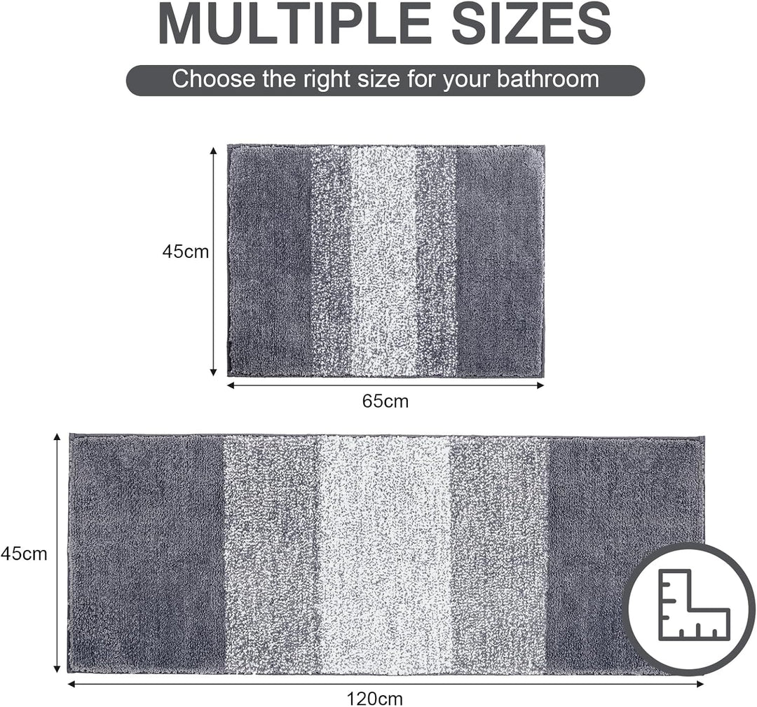 Enyhom Mikrofaser Badteppich Set 2 Teilig Grau rutschfeste Saugfähig Weiche Badematte Toilettenmatte