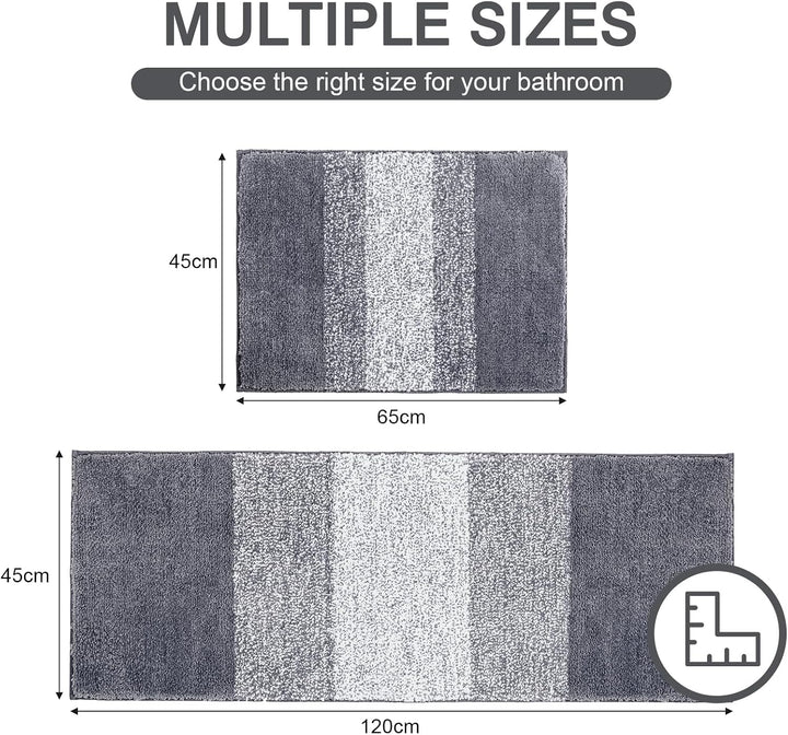 Enyhom Mikrofaser Badteppich Set 2 Teilig Grau rutschfeste Saugfähig Weiche Badematte Toilettenmatte