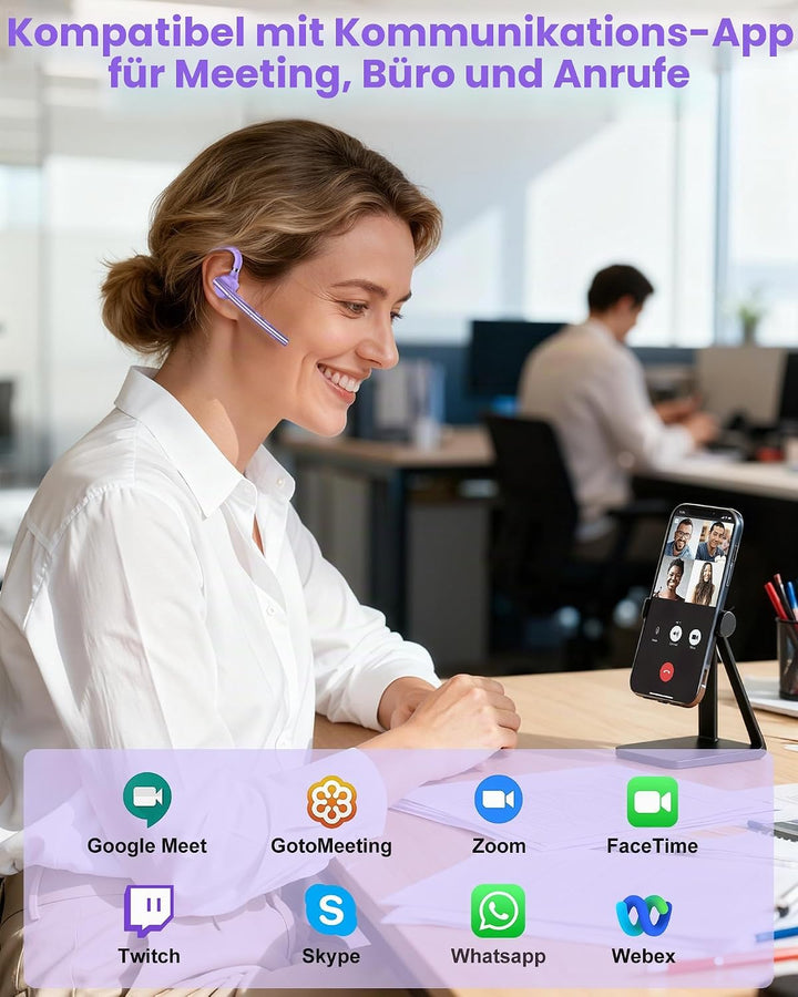 New Bee Bluetooth Headset mit 72h Spielzeit Bluetooth V5.1 Freisprech Headset Handy mit LED Ladecase
