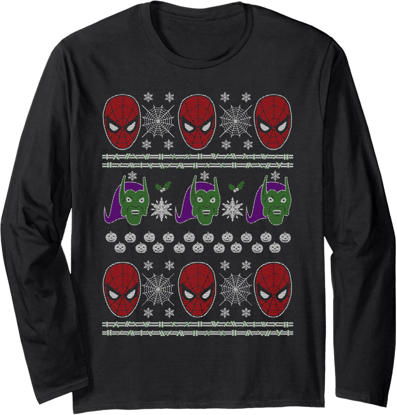 Marvel Spider-Man And Green Goblin Holiday Pattern Langarmshirt
