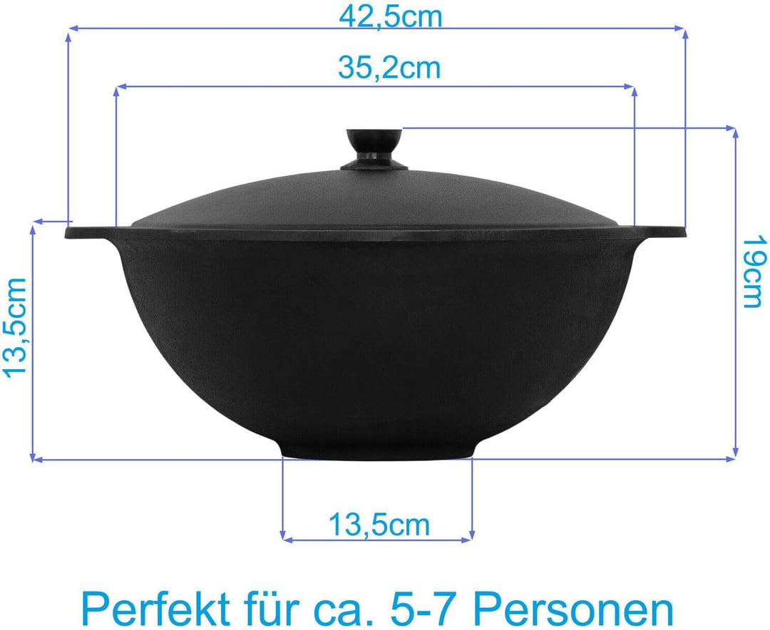 Kazan aus Gusseisen 8 L mit Schaumkelle NAMANGAN Kasan Uzbekisch mit Deckel Cast Iron KESSEL Uzbek C