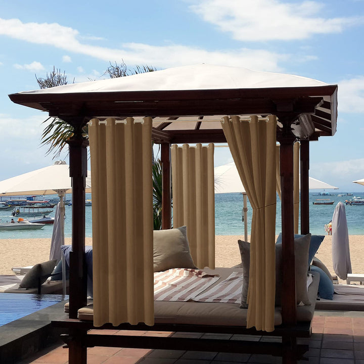 ele ELEOPTION Outdoor Vorhänge Wasserabweisend, UV Schutz Outdoor Vorhang mit Ösen,Winddicht Blickdi