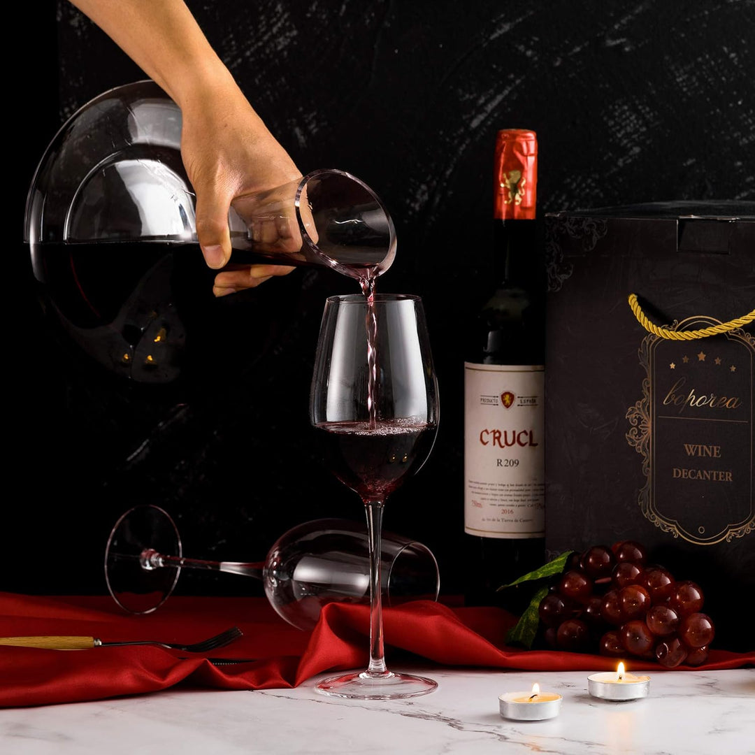 Weinkaraffe Set, Weinbelüfter,100% Mundgeblasenes bleifreies Kristallglas mit Reinigungsperlen,Weind