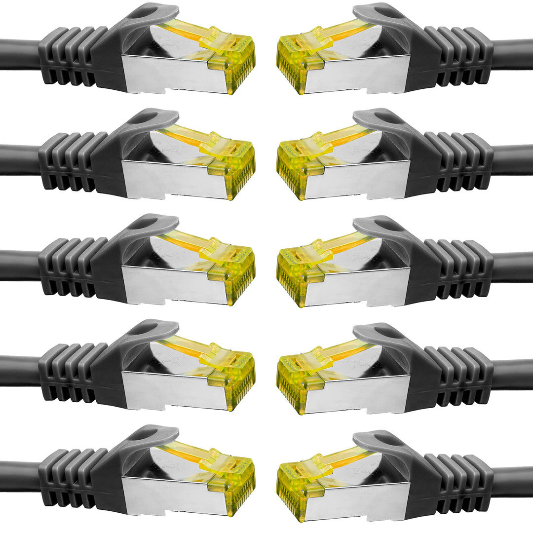 BIGtec LAN Kabel 10 Stück 2m Netzwerkkabel CAT7 Ethernet Internet Patchkabel CAT.7 schwarz Gigabit d