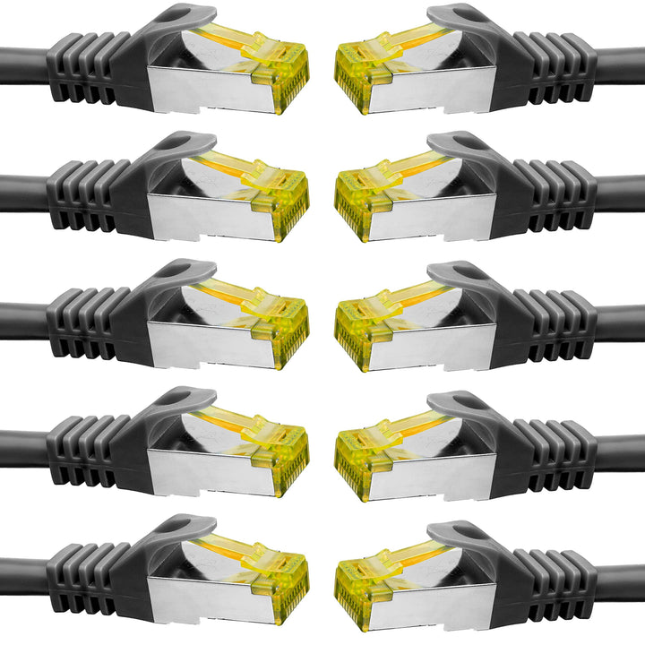 BIGtec LAN Kabel 10 Stück 2m Netzwerkkabel CAT7 Ethernet Internet Patchkabel CAT.7 schwarz Gigabit d