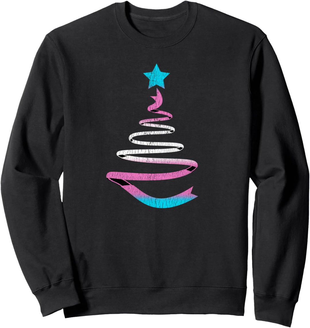 Transgender Vintage Weihnachtsbaum Band Trans Pride Flagge Sweatshirt