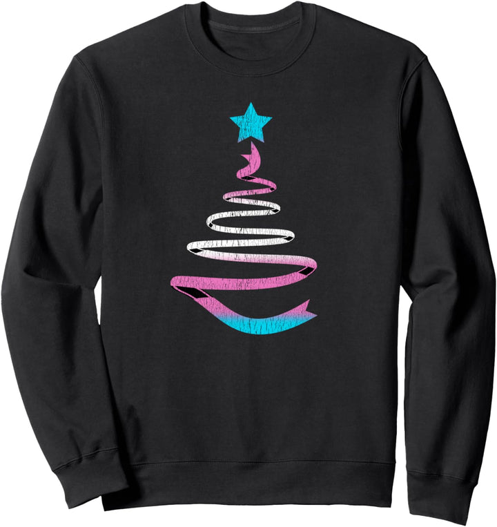 Transgender Vintage Weihnachtsbaum Band Trans Pride Flagge Sweatshirt