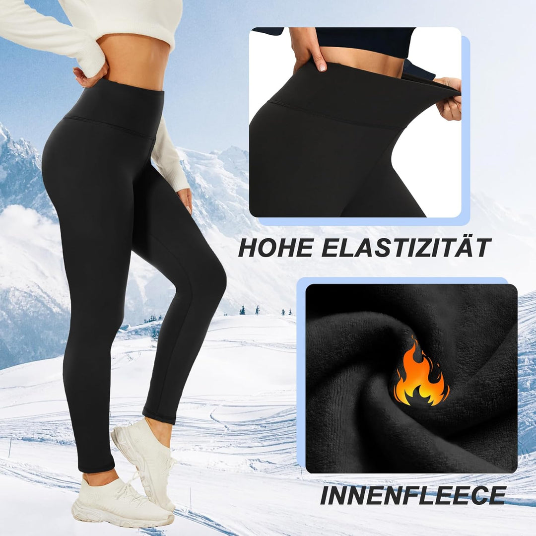 Thermo Leggings Damen Gefütterte Thermoleggins für Winter High Waist Blickdicht Strumpfhose Mit Flee