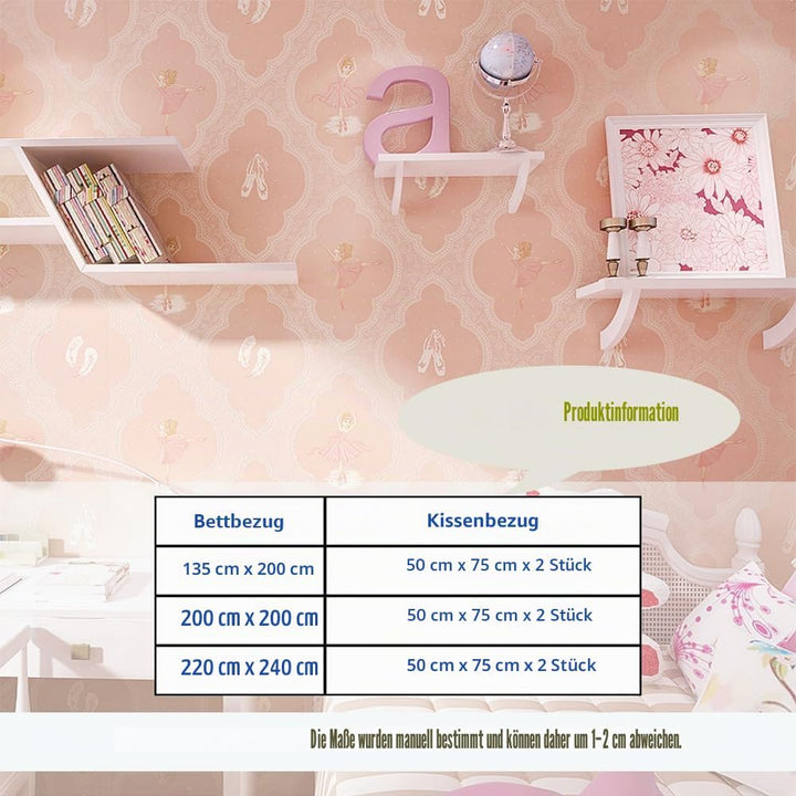 TSOPEFI Rosa Einhorn Mädchen Bettwäsche Set,Cartoon Einhorn Muster Kinder Bettbezug Set,Regenbogen W