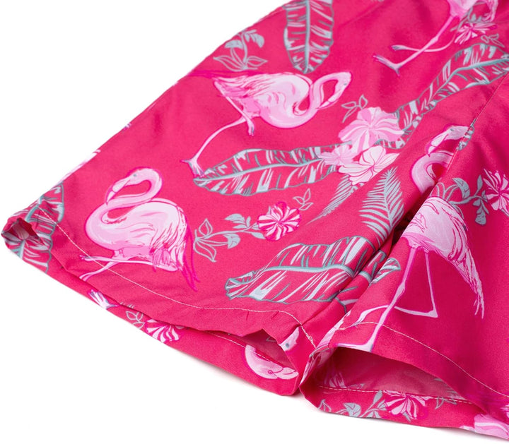 J.VER Herren Hawaiihemd Kurzarm Party Hemd Casual Flamingo Floral Strandhemd Bügelfrei Button Down K