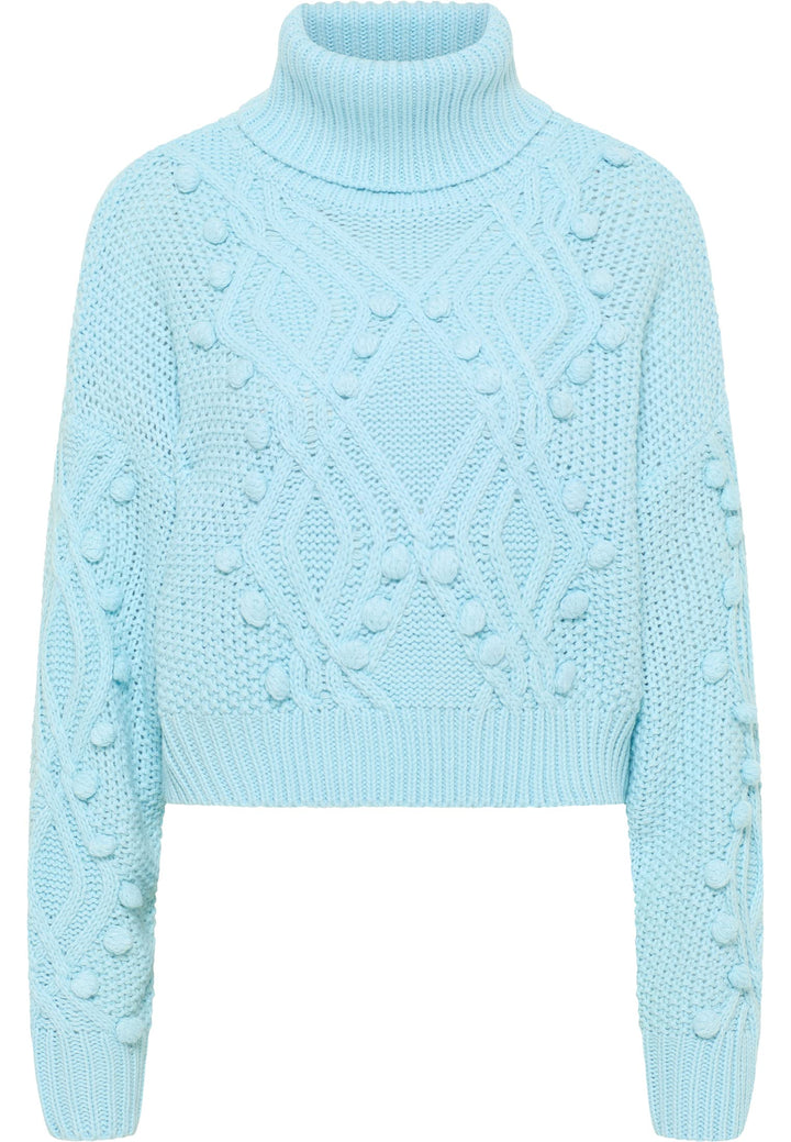 IZIA Strick Rollkragenpullover Damen 19025286 M-L Hellblau, M-L Hellblau