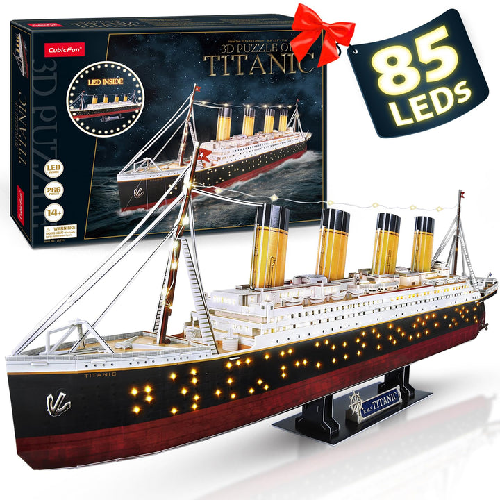 CubicFun Titanic 3D-Puzzle, LED, 88 cm, Modell Titanic, Spielzeug für Erwachsene und Jugendliche, 26