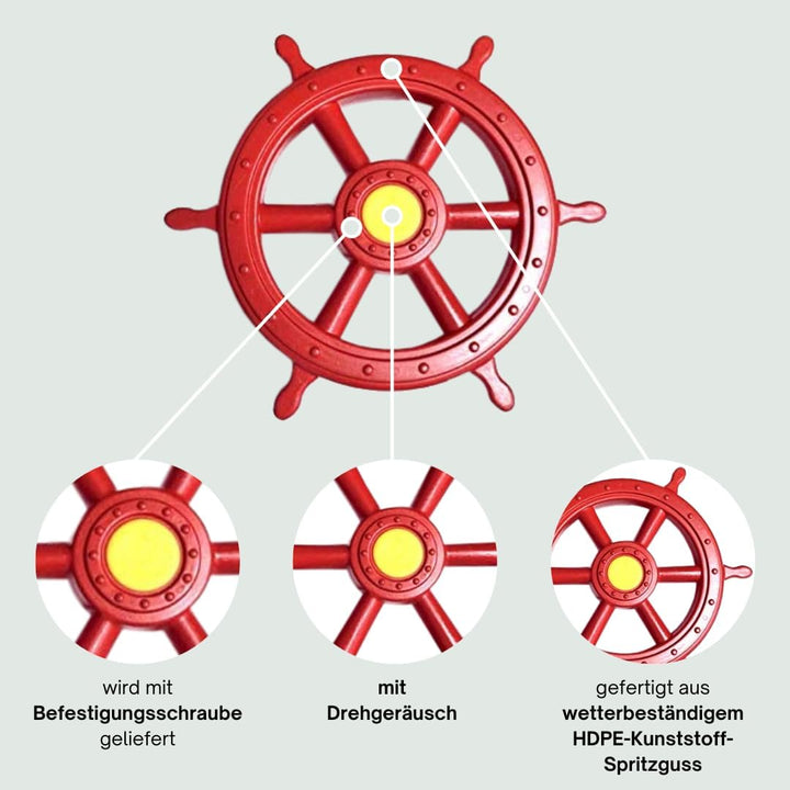 h2i Steuerrad Spielturm & Spielhaus | Piraten Steuerrad aus wetterfestem Kunststoff | bewegliches Sp