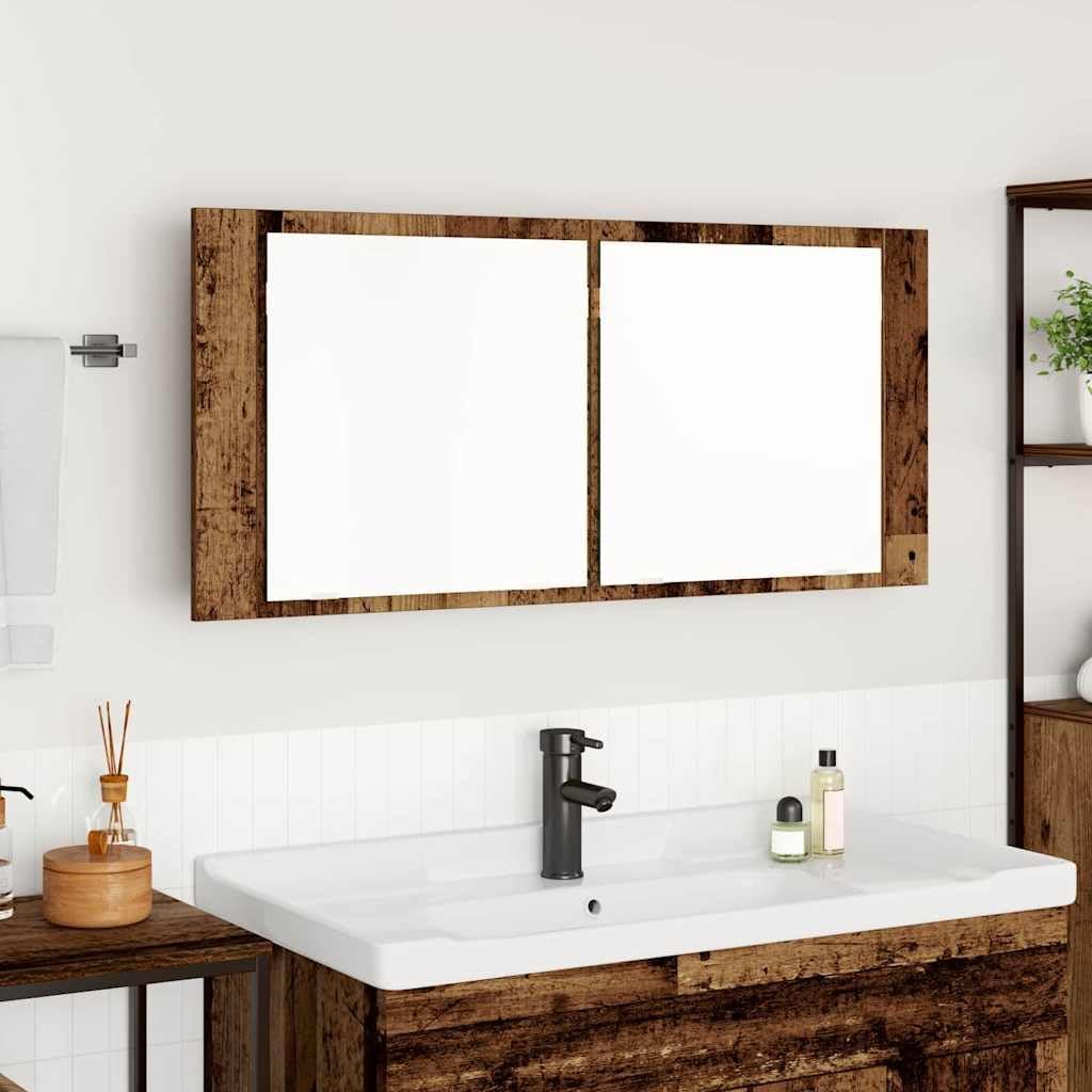 vidaXL LED Spiegelschrank Altes Holz 100x12x45 cm Faserholz Altholz, Altholz