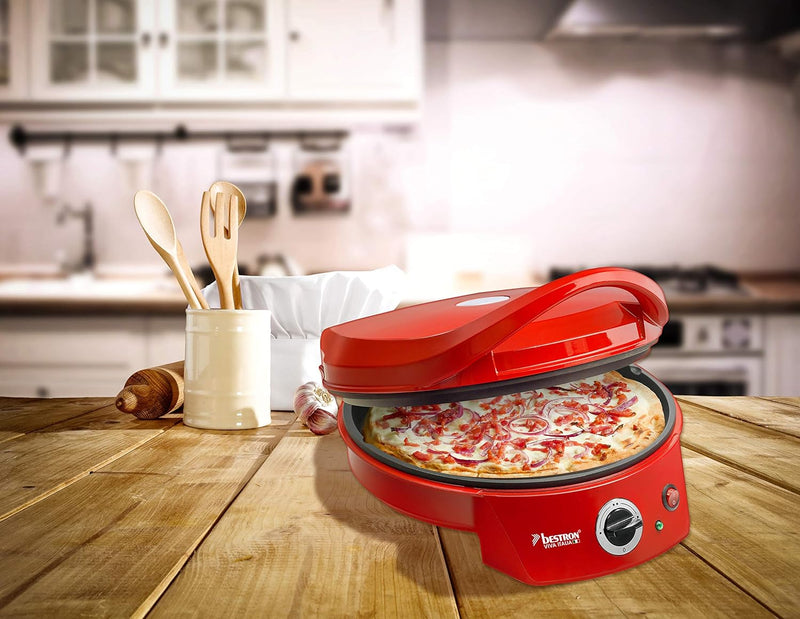 Bestron APZ400 elektrischer Pizzaofen, Pizza Maker bis 230°C, mit Ober-/Unterhitze, für selbstgemach