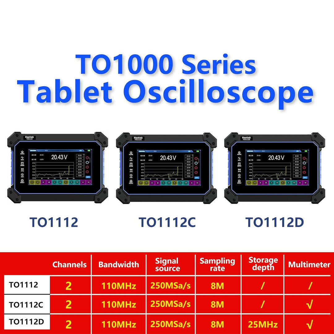 Hantek TO1112 Touch-Screen Digital Oszilloskop 2 Kanäle 110 MHz Hanheld Tablette Digital Oszilloskop