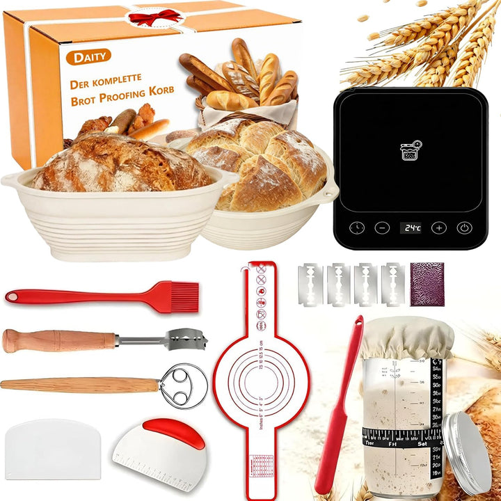 Daity Sauerteig Starter Set, 13-teilig, 28 cm oval und 25 cm rund 4, 4
