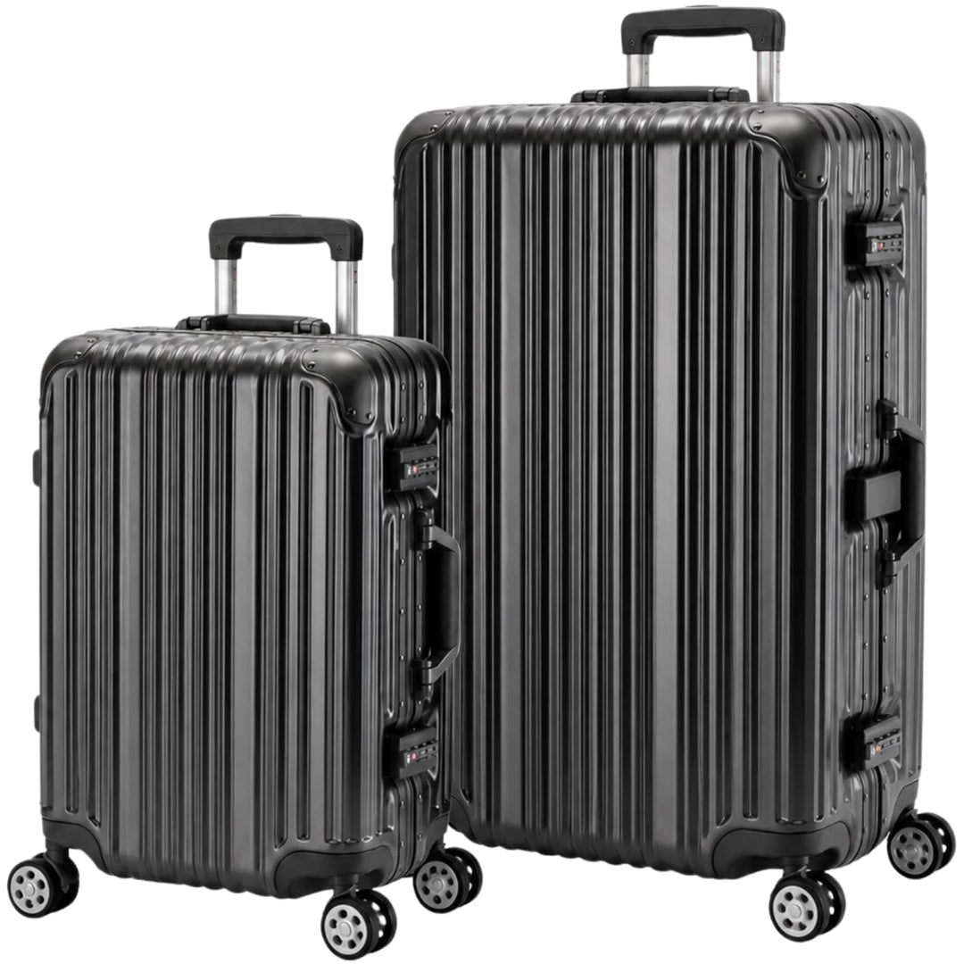 Travelhouse London Koffer Schwarz S-55cm, L-55cm · 2er-Set · Alu-Rahmen · Polykarbonat Hartschale ·