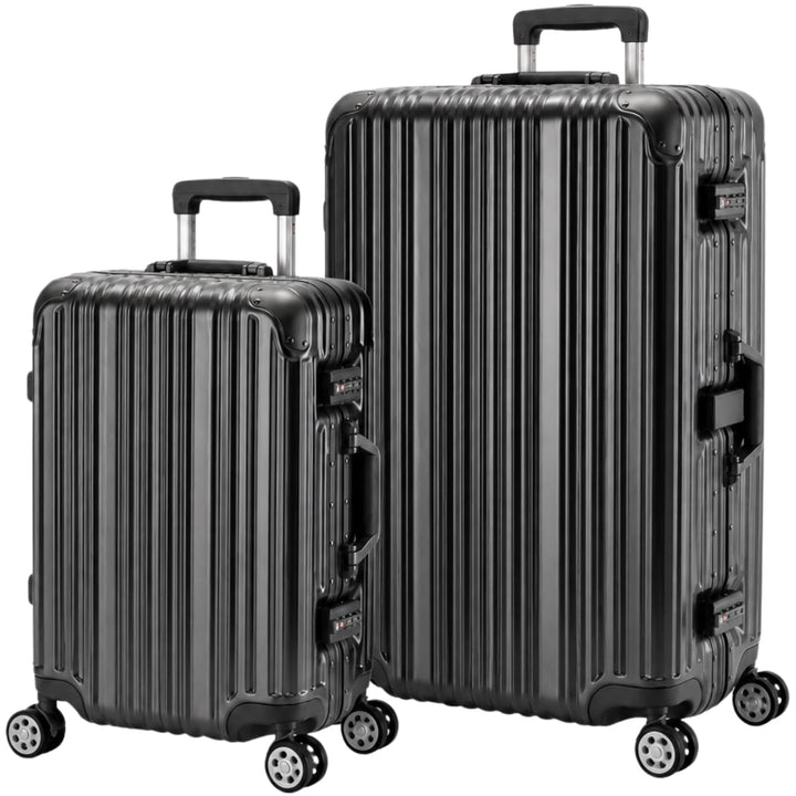 Travelhouse London Koffer Schwarz S-55cm, L-55cm · 2er-Set · Alu-Rahmen · Polykarbonat Hartschale ·