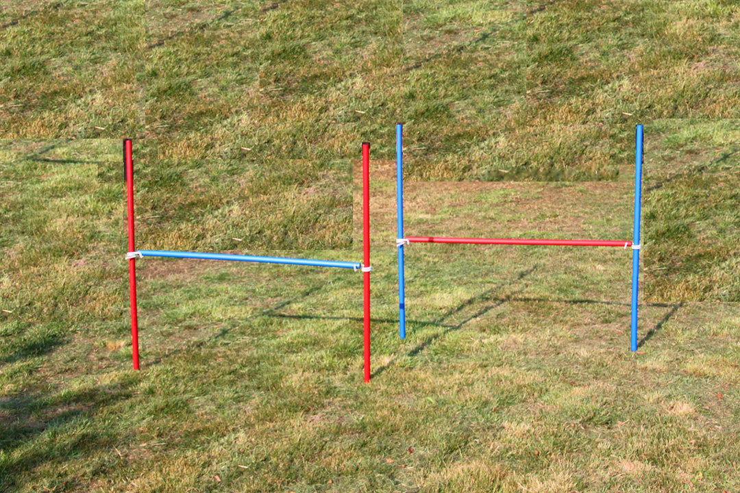 2 X Agility-ÜBUNGS-HÜRDEN-Set IN BLAU/ROT/Hobby Horse/Fun Horse