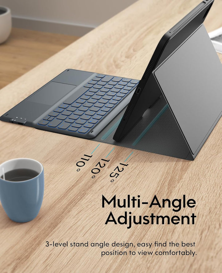 Earto Nur für iPad Pro 2024 Hülle mit Tastatur 11 Zoll, Multi Touch Trackpad, 19 mm Breites Tastenka