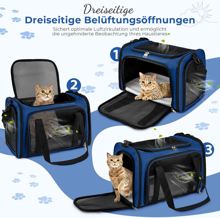 TOFFCAEA Transporttasche für Katze Hund, Hundetransportbox, Faltbare Katzentransportbox, tragbar, 5k