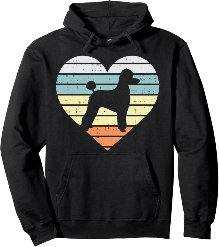 Poodle Silhouette Heart Sunset Retro Dog Lover Owner Gift Pullover Hoodie
