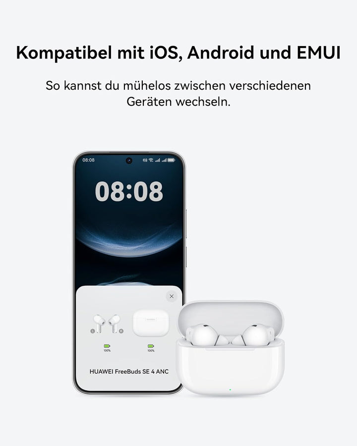 HUAWEI FreeBuds SE 4 ANC, kabellose Kopfhörer, 50 Stunden Akku, ANC mit Mehreren Modi für Pendler &amp;