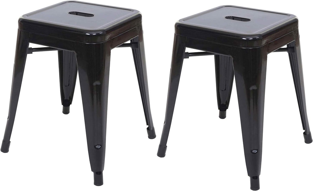 2er-Set Hocker HWC-A73, Metallhocker Sitzhocker, Metall Industriedesign stapelbar - schwarz, Schwarz