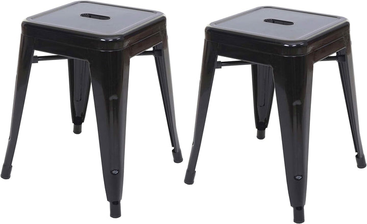 2er-Set Hocker HWC-A73, Metallhocker Sitzhocker, Metall Industriedesign stapelbar - schwarz, Schwarz