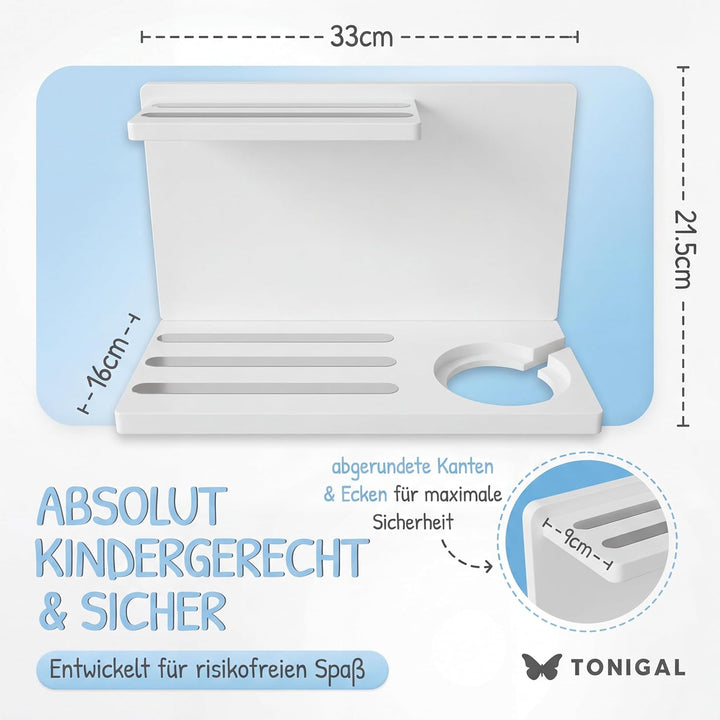 Tonie Regal Weiss zum Hinstellen stehend für bis zu 40 Tonie Figuren, Toniebox &amp; Ladestation I passe