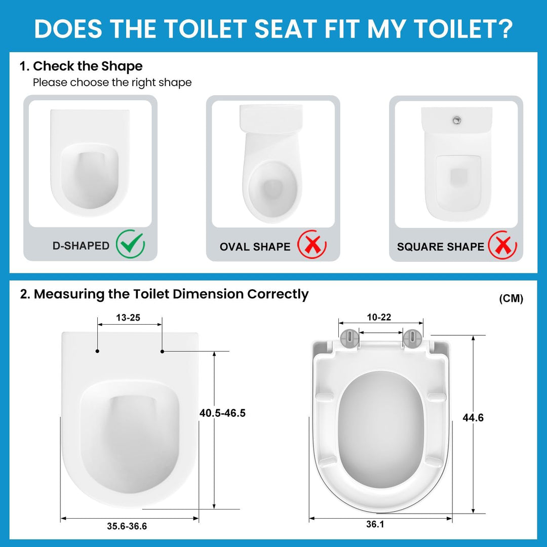 YEAUPE PRO Toilettendeckel mit Absenkautomatik D Form [LANG], WC-Sitz einfache Montage, Quick-Releas