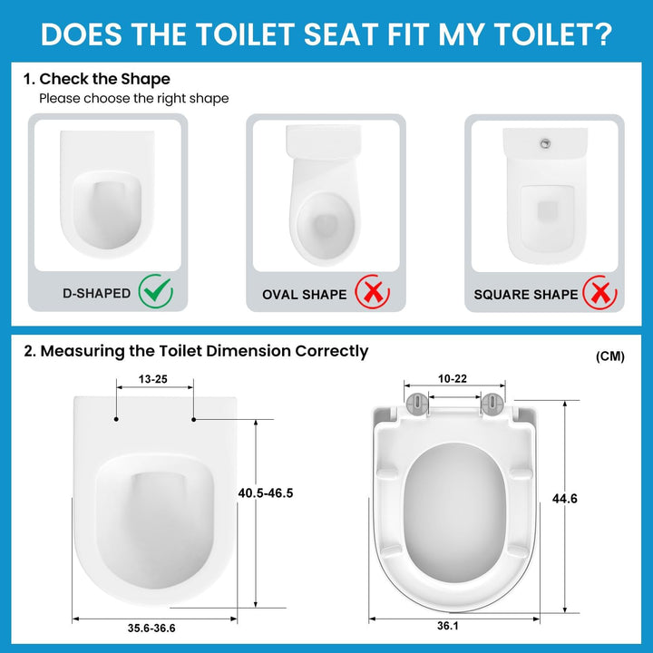 YEAUPE PRO Toilettendeckel mit Absenkautomatik D Form [LANG], WC-Sitz einfache Montage, Quick-Releas
