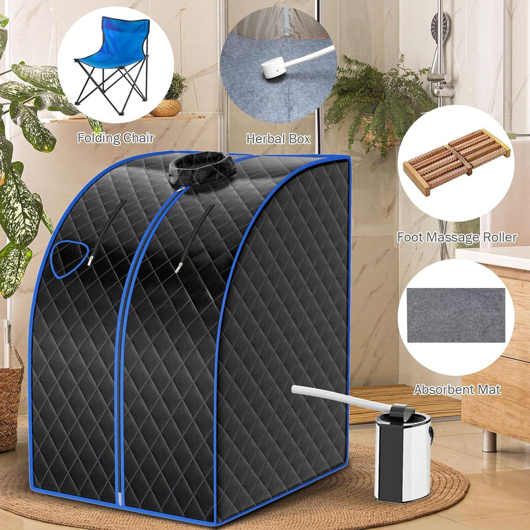 COSTWAY 3L Mini Dampfsauna mit Zerstäubungsfunktion, Heimsauna mit Fernbedienung, Wärmekabine mit ei