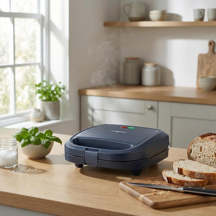 Progress Mellow Sandwichmaker, 2 Scheiben, 750 W | Antihaftplatten, automatische Temperaturregelung,