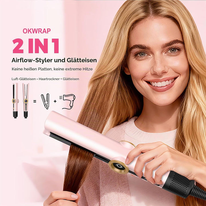 OKWRAP Air Straightener 110000RPM, Föhn Glätteisen, Haarglätter mit Luft 1200W, Glätteisen mit Föhn