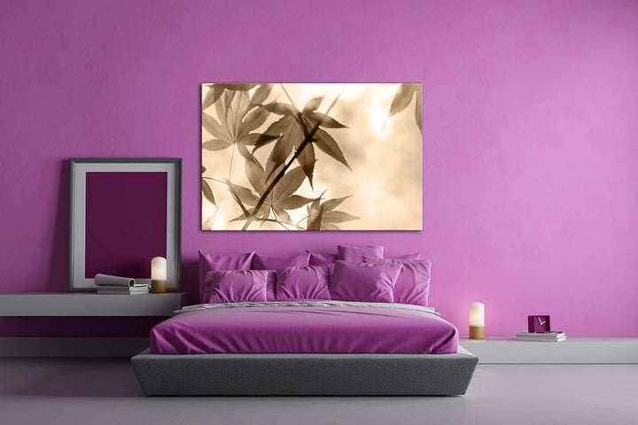 deyoli Ahornblätter Format: 80x60 als Leinwand, Motiv fertig gerahmt auf Echtholzrahmen, Hochwertige